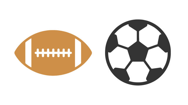 Geometric vector representations of an ellipsoidal brown football and a spherical monochromatic soccer ball