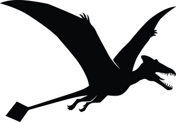pterodactyl, silhouette, flying, dinosaur, black, animal, prehistoric, jurassic, reptile, creature, vector, illustration, isolated, white, background, icon, shape, eps10, art, design © Mdjoshel 