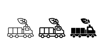 Eco-friendly train icons, sustainable transport vector set, green energy locomotive symbols, clean logistics illustration © Rumpa