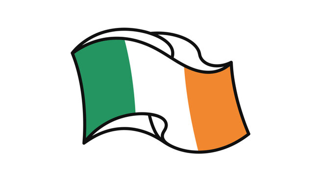 Vector illustration of Irish boots with buckles and the Ireland flag waving