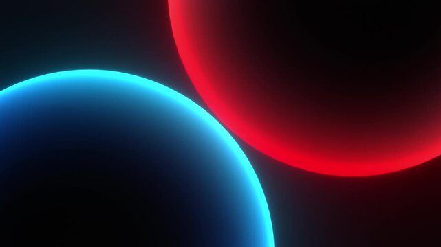 Sliding Neon Red and Blue Glowing Spheres Abstract Animation