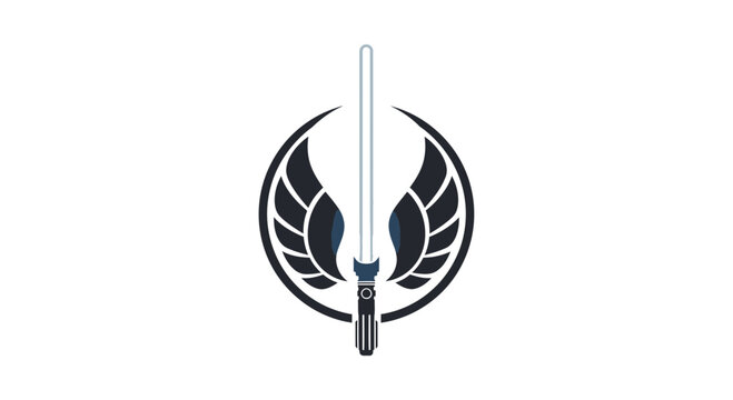 Jedi Order Symbol with Lightsaber and Wings - Sci-Fi Emblem