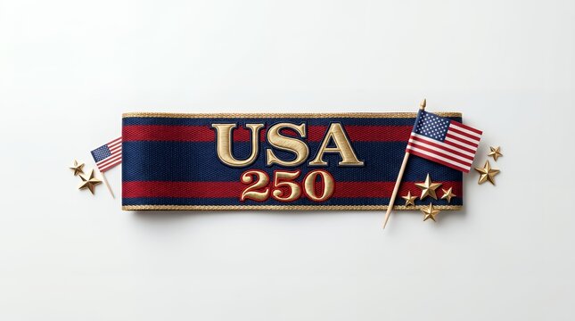 Usa 250 years anniversary celebration banner with small american flags semiquincentennial anniversary independence historic milestone american