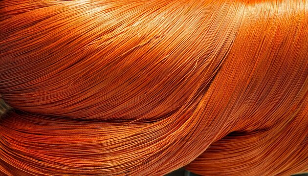 orange cotton thread from weaving machine abstract background
