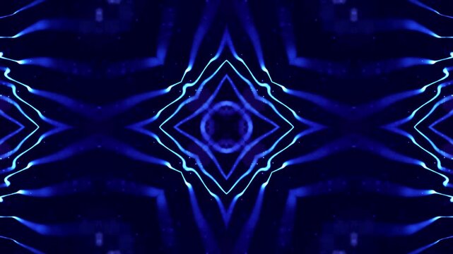 3d render VJ Loop particles Colorful ripple mandala with bold rhythmic geometric design enhances immersive visuals. Striking indigo striped wave mandala pulses with vivid geometric lines