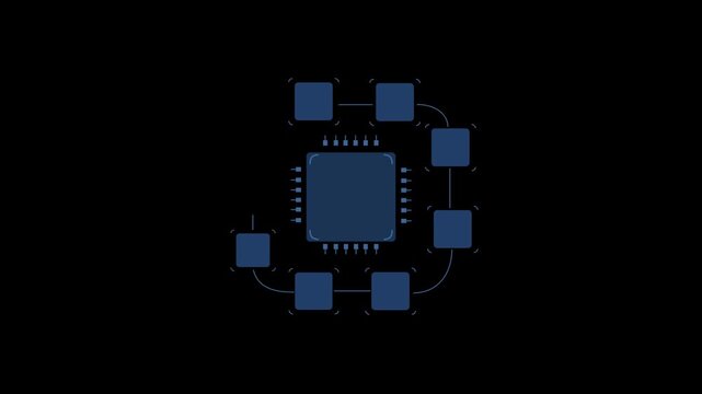 AI chip held by circuit connections spreading outward. Digital technology concept showing artificial intelligence hardware and futuristic semiconductor innovation. on transparent background.