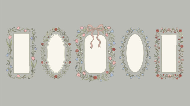 Elegant floral frame number 1001 with ribbon design