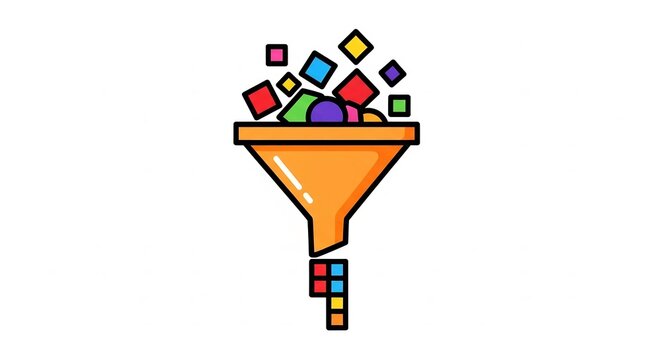 Funnel icon for data processing and information filtration