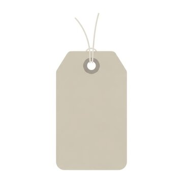 A plain beige tag attached with a white string for labeling or identification purposes