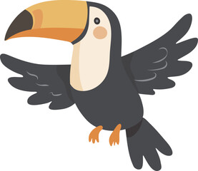 Obraz premium Toucan Flying Tropical Bird Clipart Illustration