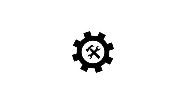 Setting icon with gear icon animation on white background.Abstract setting icon,gear icon,machine,web set tool icon.