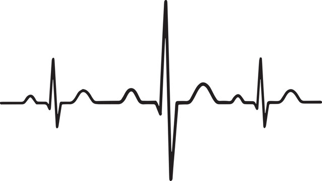 ECG heartbeat rhythm waveform pattern on white