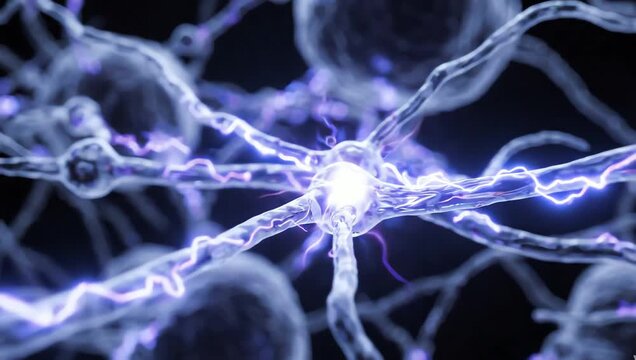 Synapses exchanging glowing neural signals across transparent connections, delicate electrical pulses moving rhythmically between realistic nerve cells