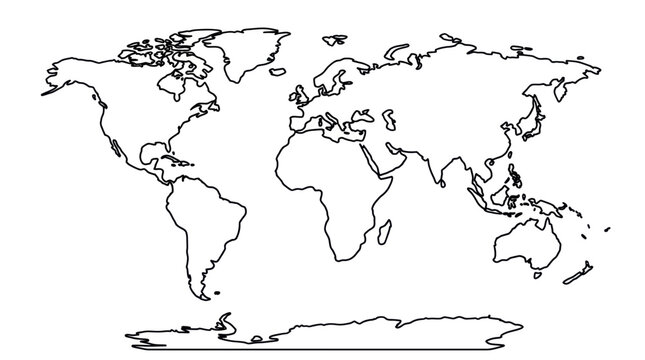 World Map Outline - Blank Continents and Oceans for Design