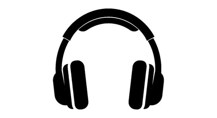 Fototapeta premium Minimal black silhouette icon, simple flat vector, bold black shape, no, no shading black silhouette icon of modern overear headphones on a, flat icon style