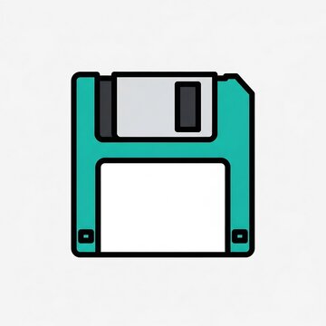 Vintage teal floppy disk computer storage icon