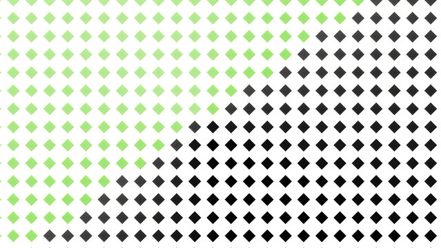 Gradient pattern of small green and black diamonds on white background