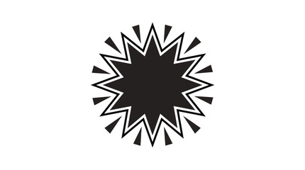 Black and white starburst graphic design element. © Xafira