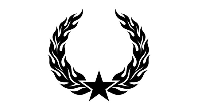 Black laurel wreath with star emblem.