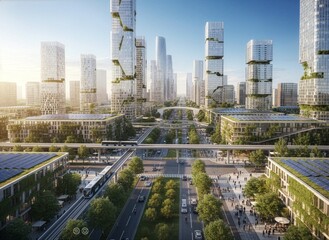 Fototapeta premium Green Smart City Powered by Renewable Energy and Sustainable Technology