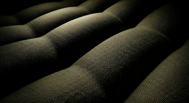 Abstract Texture of Dark Green Fabric with Soft Lighting and Deep Shadows