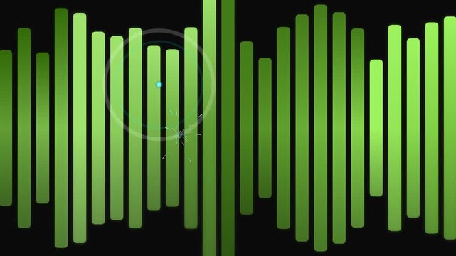 Green sound wave with blue light