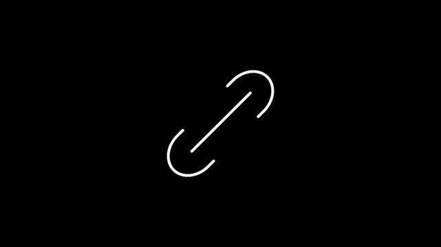 Modern Link Connection Symbol Line Icon on Black Background. 4k video.