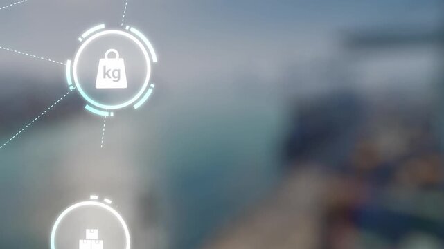 Logistics icons illustrate delivery, supply chain, warehouse, and shipping. Logistics connects global trade, logistics optimizes transport, and logistics supports inventory tracking. Gist