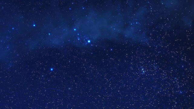 Constellations and Milky Way stars on a dark countryside skies. Time-lapse video.
