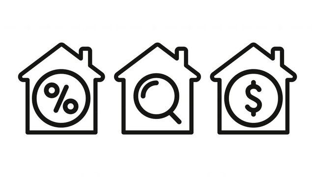 real estate house icon animation buy investment mortgage loan search video footage