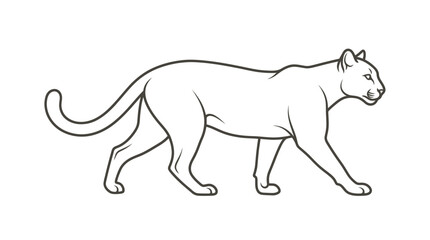 Fototapeta premium Minimalist Line Art Illustration of a Cougar Walking