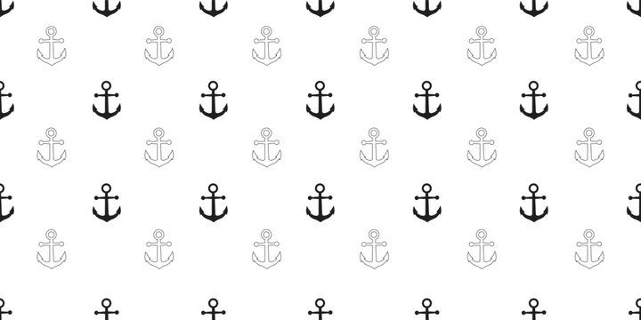 Nautical anchor seamless pattern on white background