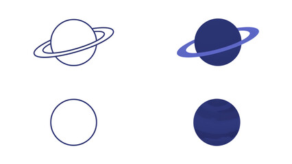 Simple planetary illustration with saturn and earth comparison © MSTJOMILA