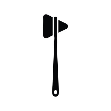 Medical reflex hammer black silhouette illustration on white background vector line art.