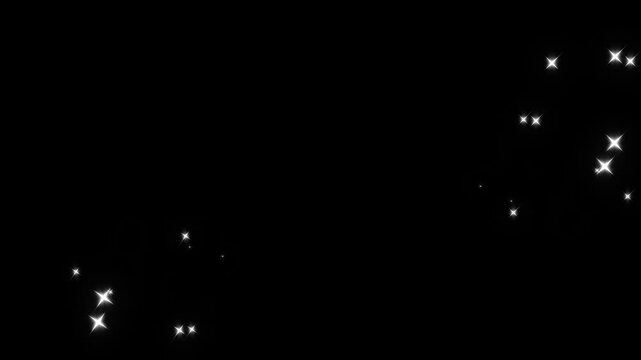 Fast glittering star lines, fairy dust wand shimmer transition on black screen.hining particle burst magic glitter line transition.doodle stars motion sparkle in line effect.4k
