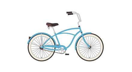 Fototapeta premium Retro Blue Cruiser Bicycle Isolated on White Background