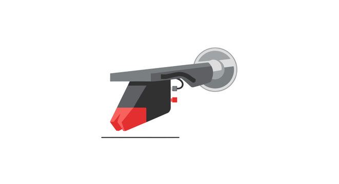 Turntable Tonearm with Cartridge and Stylus Playing Vinyl Record