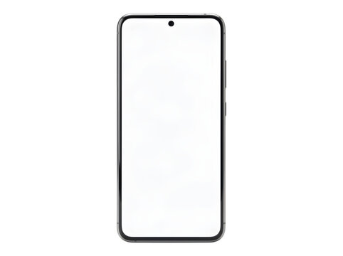 Modern smartphone mockup with blank white screen, sleek mobile phone isolated on white background, digital device template for app design presentation