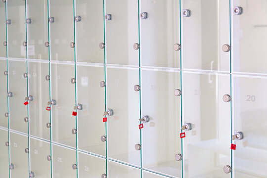 Cells in a left-luggage office with keys