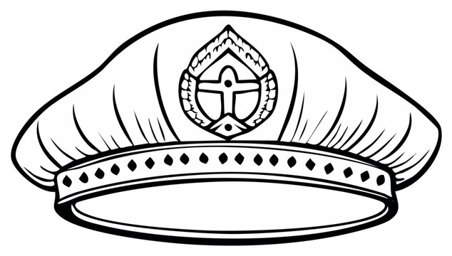 Religious hat detailed illustration, design element, clergy symbol, monochrome art