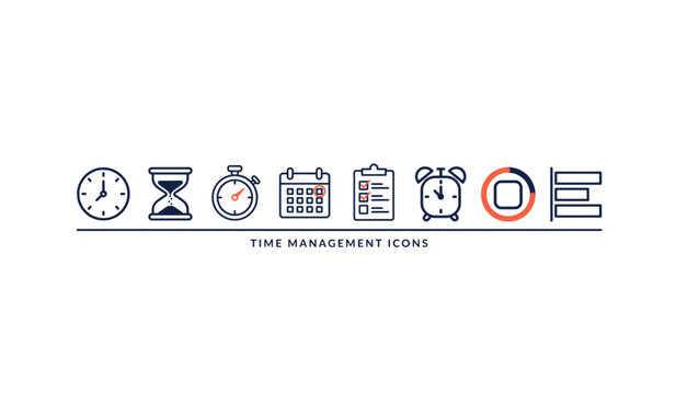 Modern flat icons set of daily work and productivity activities Vector