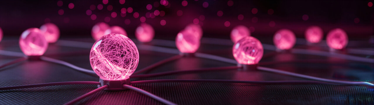 Vernetzte Datenstruktur mit pinkfarbenen Knoten