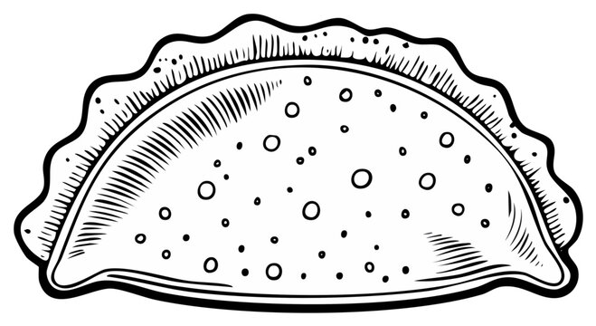 Hand-Drawn Empanada Illustration Ready to Eat with Delicious Looking Fillings