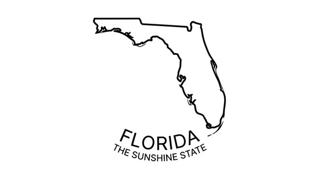 Florida Outline Map with Text "The Sunshine State"