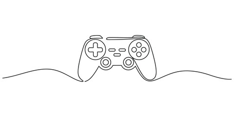 Continuous single line drawing of a video game controller gamepad for gaming concept © Bisawjit
