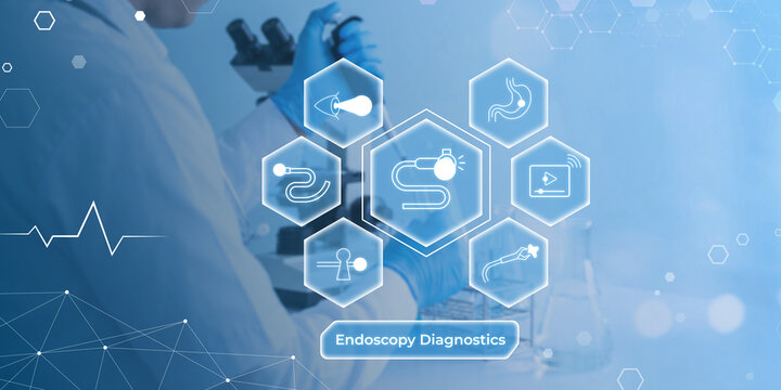 Modern medical professional using advanced endoscopy diagnostic technology for healthcare examination and treatment