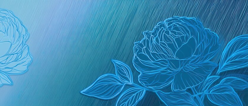 Blue floral design with rose outlines on a gradient background in shades of blue