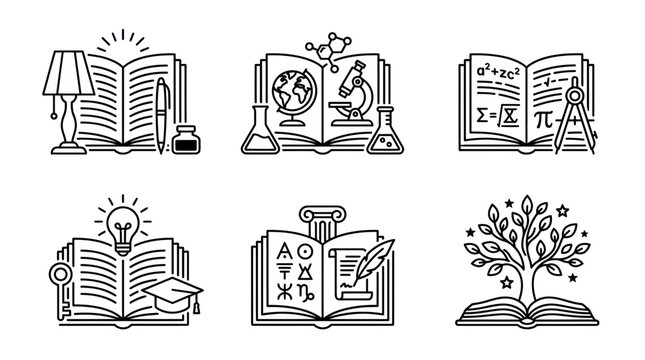 Set of Icons: Education, Science, Knowledge, Learning, and Growth Concepts