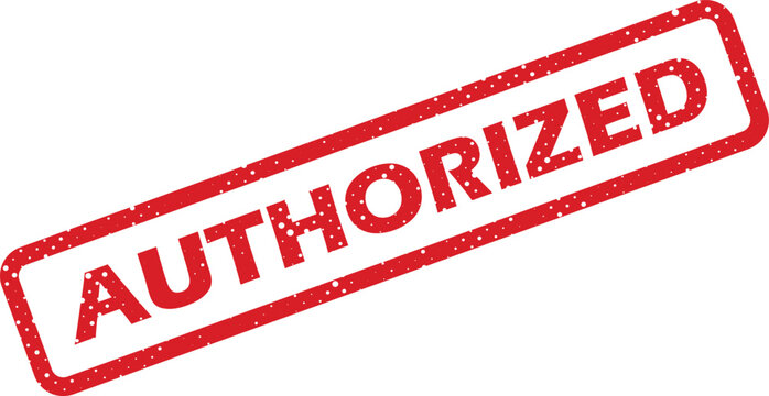 Dynamic red grunge rubber stamp displaying AUTHORIZED text for permission and approval concepts