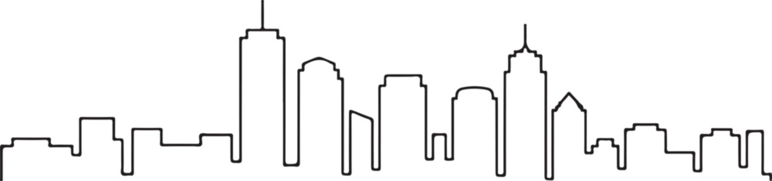 Minimalist Boston city Skyline One Line Vector Illustration